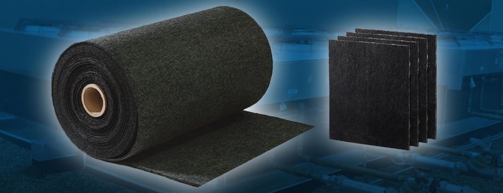 picture of a roll and sheets of carbon media air filters