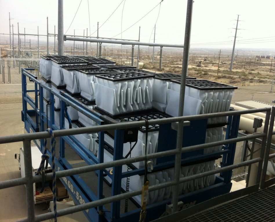 Filters on a lift ready to install industrial and commercial air filters