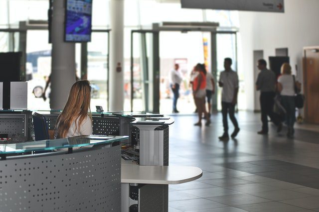 people inside a workplace building with good indoor air quality